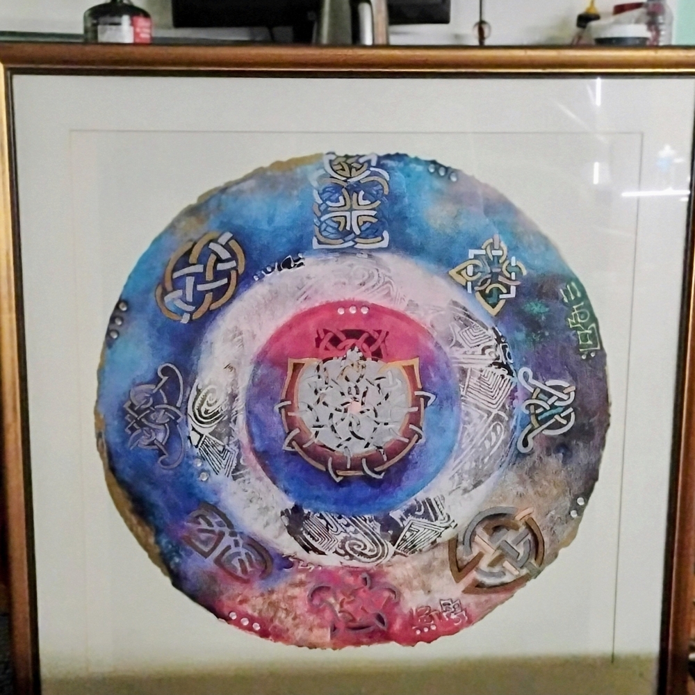Abstract Celtic Art in Blue and Pink